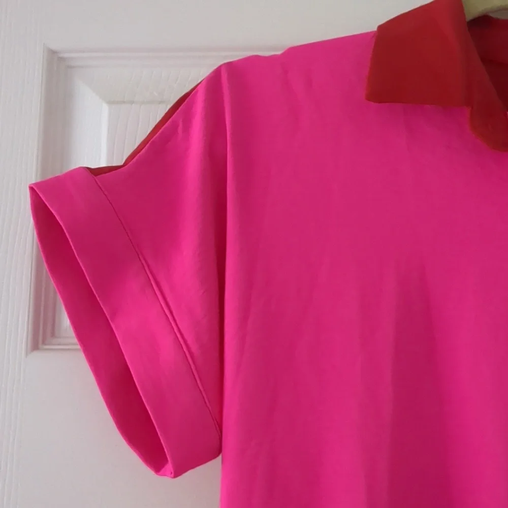 Neon Pink and Red Button-Up Dress | Small | NWT - Picture 4 of 8